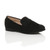 Front right side view of Black Suede Flat Low Heel Tassel Vintage Shoes Loafers Brogues 