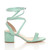 Right side view of Mint Suede Low Mid Block Heel Lace Up Ankle Tie Wrap Strappy Sandals