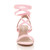 Front view of Pale Pink Suede Low Mid Block Heel Lace Up Ankle Tie Wrap Strappy Sandals