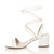Left side view of White PU Low Mid Block Heel Lace Up Ankle Tie Wrap Strappy Sandals