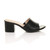 Right side view of Black PU Low Mid Block Heel Casual Party Evening Mules Sandals 