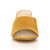 Front view of Mustard Suede Low Mid Block Heel Casual Party Evening Mules Sandals 