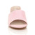 Front view of Pale Pink Suede Low Mid Block Heel Casual Party Evening Mules Sandals 
