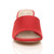 Front view of Red Suede Low Mid Block Heel Casual Party Evening Mules Sandals 