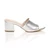 Right side view of Silver PU Low Mid Block Heel Casual Party Evening Mules Sandals 