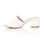Left side view of White PU Low Mid Block Heel Casual Party Evening Mules Sandals 