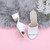 White PU Low Mid Block Heel Casual Party Evening Mules Sandals 