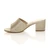 Left side view of Gold Glitter Low Mid Block Heel Casual Party Evening Mules Sandals 