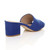 Back right side view of Cobalt Blue Suede Low Mid Block Heel Casual Party Evening Mules Sandals 