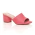 Front right side view of Coral Suede Low Mid Block Heel Casual Party Evening Mules Sandals 