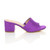 Right side view of Purple Suede Low Mid Block Heel Casual Party Evening Mules Sandals 