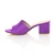Left side view of Purple Suede Low Mid Block Heel Casual Party Evening Mules Sandals 