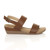 Right side view of Tan PU Low Mid Wedge Heel Slingback Strappy Platform Sandals 