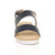 Front view of Navy PU Low Wedge Heel Slingback Buckle Strappy Flatform Sandals 