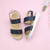 Navy PU Low Wedge Heel Slingback Buckle Strappy Flatform Sandals 