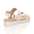 Back right side view of Nude PU Low Wedge Heel Slingback Buckle Strappy Flatform Sandals 