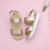 Rose Gold PU Low Wedge Heel Slingback Buckle Strappy Flatform Sandals 