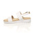 Left side view of White PU Low Wedge Heel Slingback Buckle Strappy Flatform Sandals 
