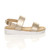 Right side view of Gold PU Low Wedge Heel Slingback Buckle Strappy Flatform Sandals 