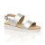 Front right side view of Silver PU Low Wedge Heel Slingback Buckle Strappy Flatform Sandals 