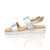Left side view of Silver PU Low Wedge Heel Slingback Buckle Strappy Flatform Sandals 