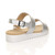 Back right side view of Silver PU Low Wedge Heel Slingback Buckle Strappy Flatform Sandals 
