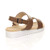 Back right side view of Tan PU Low Wedge Heel Slingback Buckle Strappy Flatform Sandals 