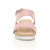 Front view of Pale Pink Suede Low Wedge Heel Slingback Buckle Strappy Flatform Sandals 