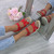 Model wearing Red PU Low Wedge Heel Slingback Strappy Comfort Sandals