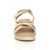 Front view of Gold PU Low Wedge Heel Slingback Strappy Comfort Sandals