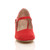 Front view of Red Suede Mid Block Heel Mary Jane Strap Court Shoes