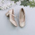 Rose Gold Glitter Mid Block Heel Mary Jane Strap Court Shoes