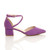 Right side view of Purple Suede Mid Block Heel Cross Strap Two Part Ankle Strap Shoes