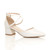 Front right side view of White PU Mid Block Heel Cross Strap Two Part Ankle Strap Shoes
