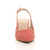 Front view of Coral Suede Low Mid Heel 50s Slingback Buckle Pointed Open Back Shoes