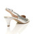 Back right side view of Silver PU Low Mid Heel 50s Slingback Buckle Pointed Open Back Shoes