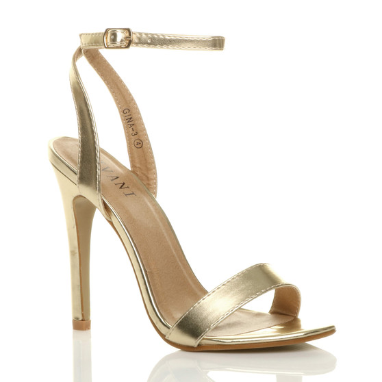 gold strappy barely there heels