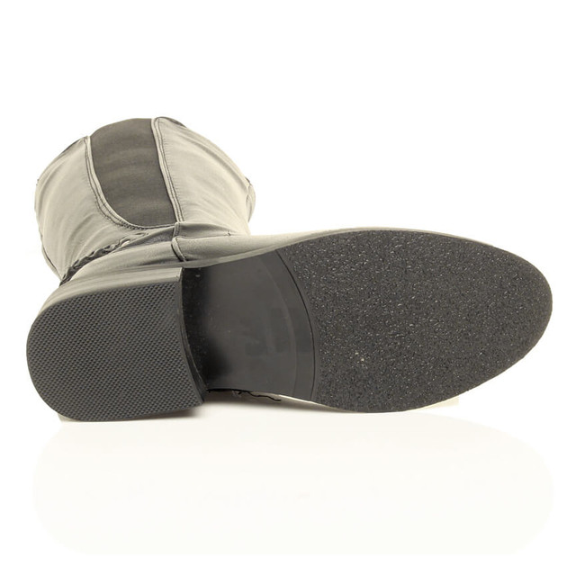 Bottom view of the sole of Black PU Low Heel Riding Chelsea Boots