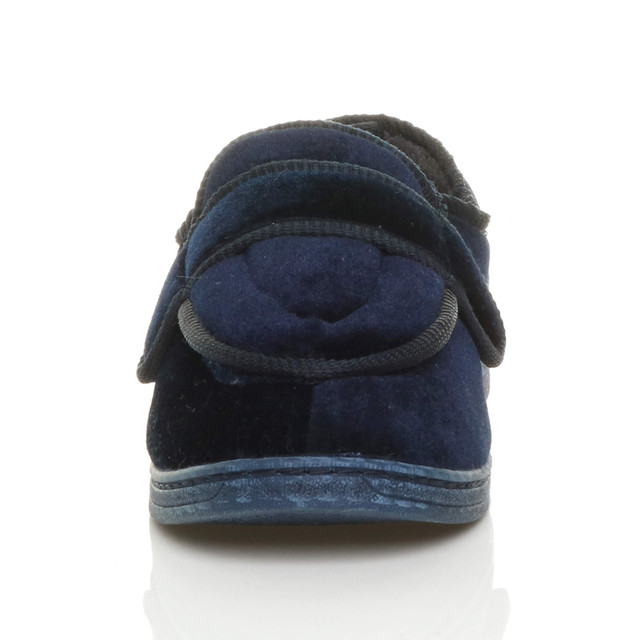 Front view of Navy Orthopaedic Memory Foam Wide Fit Padded Slippers