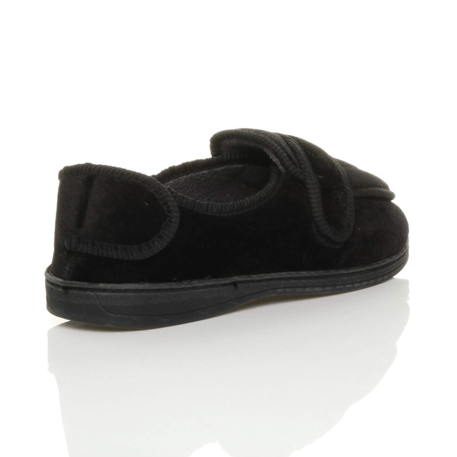 Back right side view of Black Orthopaedic Memory Foam Wide Fit Padded Slippers