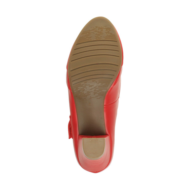 Bottom view of the sole of Red PU Mid Heel Comfort Touch Close Mary Jane Court Shoes