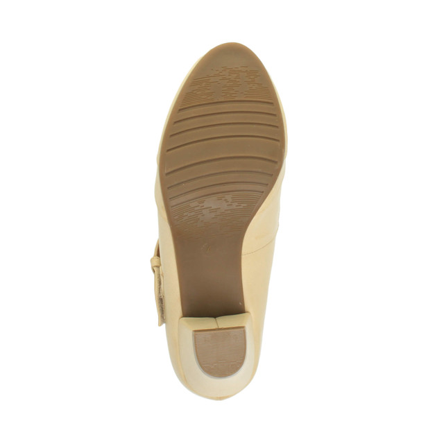 Bottom view of the sole of Nude PU Mid Heel Comfort Touch Close Mary Jane Court Shoes