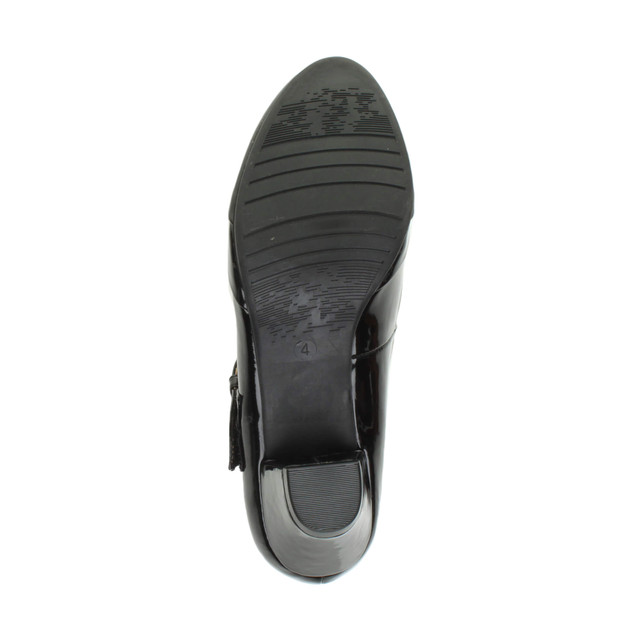 Bottom view of the sole of Black Patent Mid Heel Comfort Touch Close Mary Jane Court Shoes