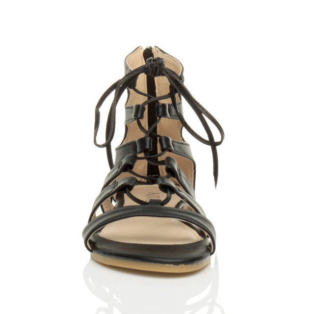 Womens Flat Lace Up Ghillie Tie Up Sandals