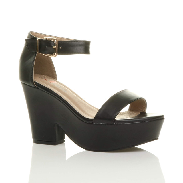 Womens Mid Heel Semi Wedge Platform Sandals - Main Image