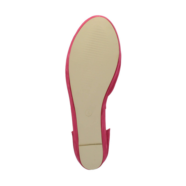 Bottom view of the sole of Fuchsia Pink Suede Mid Heel Wedge Flatform Platform Shoes