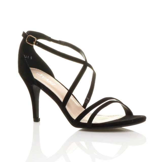 black strappy shoes mid heel