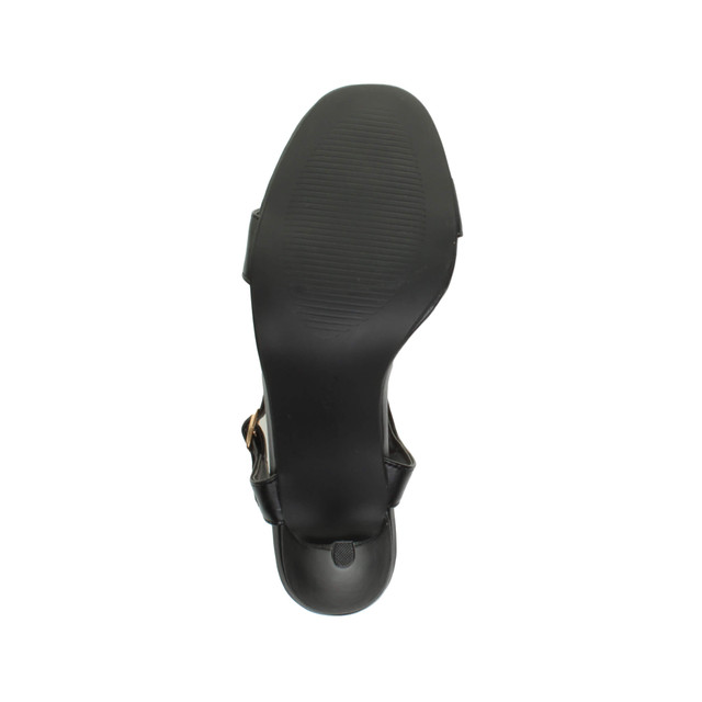 Bottom view of the sole of Black PU High Heel Strappy Buckle Sandals
