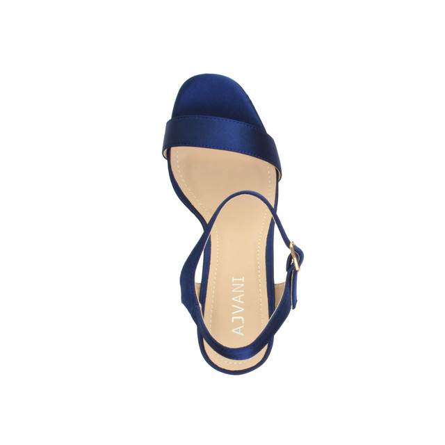 Top view of Navy Satin High Heel Strappy Buckle Sandals
