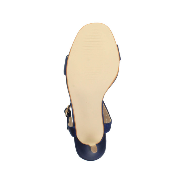 Bottom view of the sole of Navy Satin High Heel Strappy Buckle Sandals